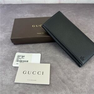 Gucci New in Box Black Leather Long Document Wallet